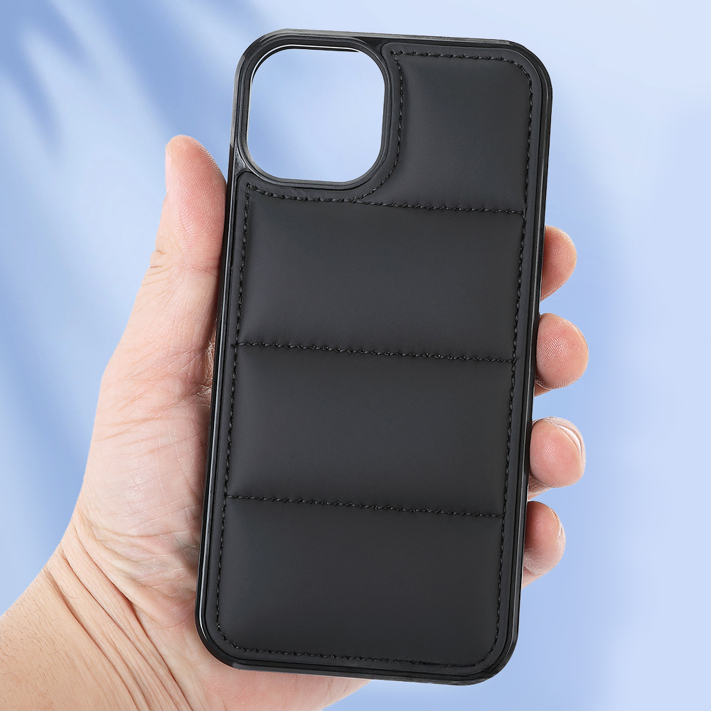 PU Wave-Patterned Padded Down Jacket Phone Case for iPhone 17 Series - 5 Colors (Black/White/Pink/Purple/Green) | Quilted Protective Phone Cover