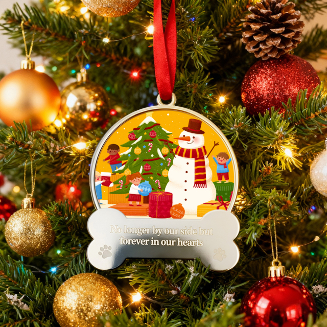 Blank Sublimation Metal Dog Bone Christmas Ornament - Silver Pet Memorial Hanging Decor | Heat-Transfer Ready Holiday Tree Ornament