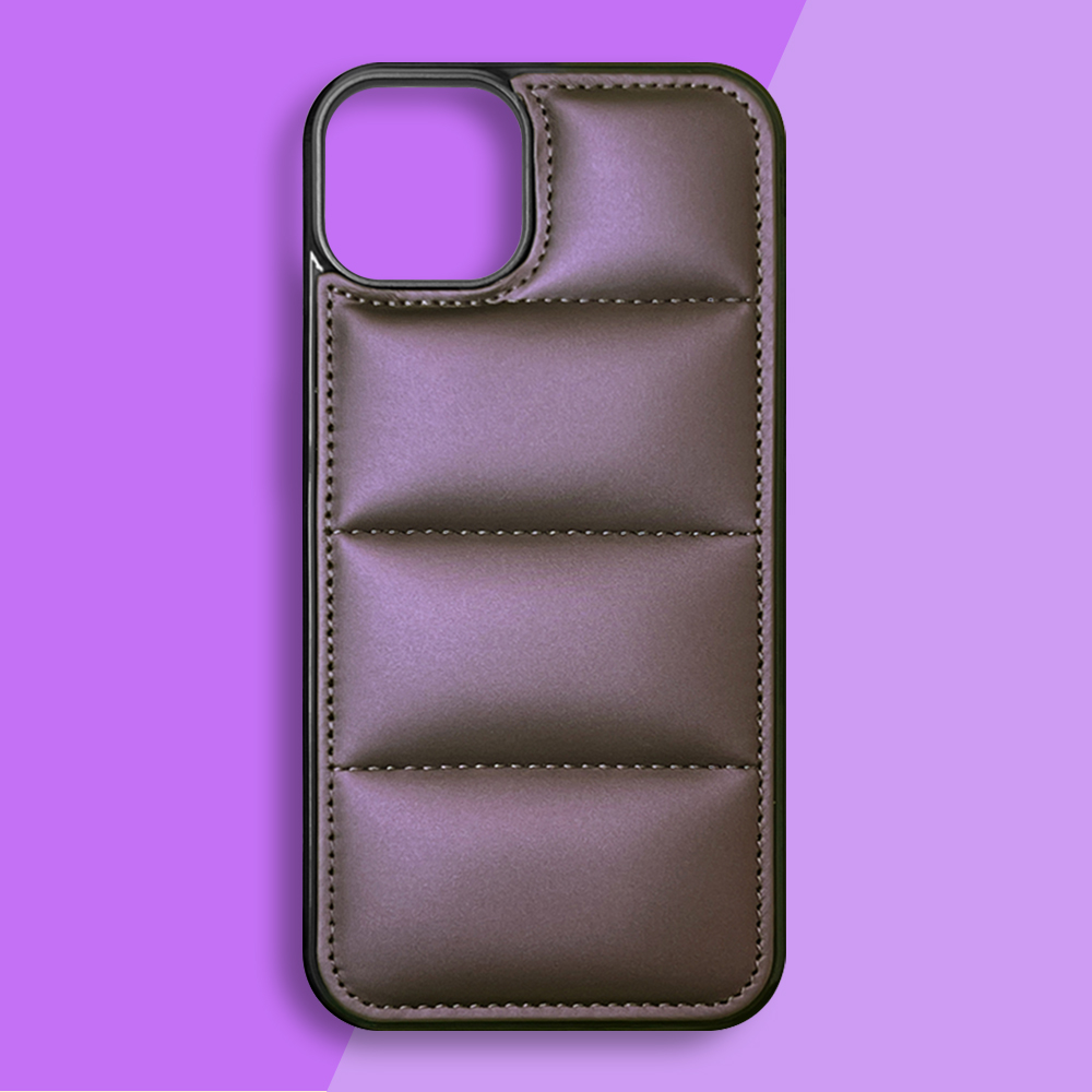 PU Wave-Patterned Padded Down Jacket Phone Case for iPhone 17 Series - 5 Colors (Black/White/Pink/Purple/Green) | Quilted Protective Phone Cover