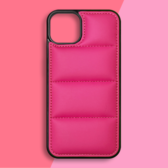 PU Wave-Patterned Padded Down Jacket Phone Case for iPhone 17 Series - 5 Colors (Black/White/Pink/Purple/Green) | Quilted Protective Phone Cover