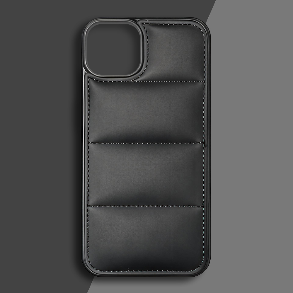 PU Wave-Patterned Padded Down Jacket Phone Case for iPhone 17 Series - 5 Colors (Black/White/Pink/Purple/Green) | Quilted Protective Phone Cover