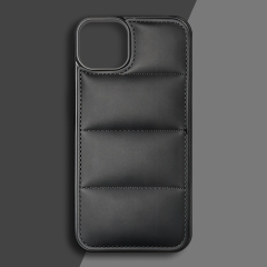 PU Wave-Patterned Padded Down Jacket Phone Case for iPhone 17 Series - 5 Colors (Black/White/Pink/Purple/Green) | Quilted Protective Phone Cover