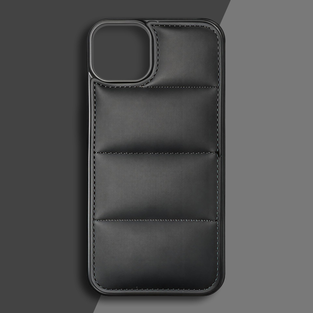 PU Wave-Patterned Padded Down Jacket Phone Case for iPhone 17 Series - 5 Colors (Black/White/Pink/Purple/Green) | Quilted Protective Phone Cover