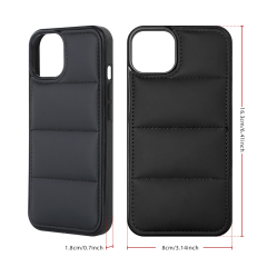 PU Wave-Patterned Padded Down Jacket Phone Case for iPhone 17 Series - 5 Colors (Black/White/Pink/Purple/Green) | Quilted Protective Phone Cover