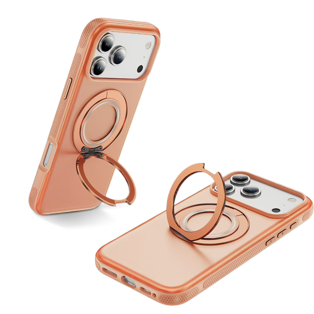 Skin-Feel Phone Case with 360° Rotating Magnetic Gear Stand - 7 Colors | Magnetic Phone Cover with Hands-Free Rotatable Stand