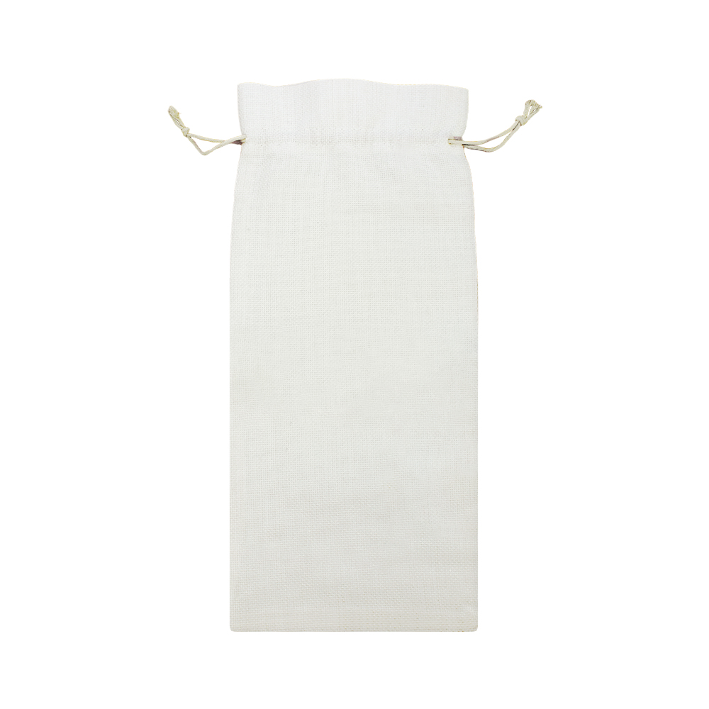 Blank Sublimation Linen Cotton Wine Bag with Drawstring Closure - Customizable Heat-Transfer Wine Gift Bag for Holidays & Gifting