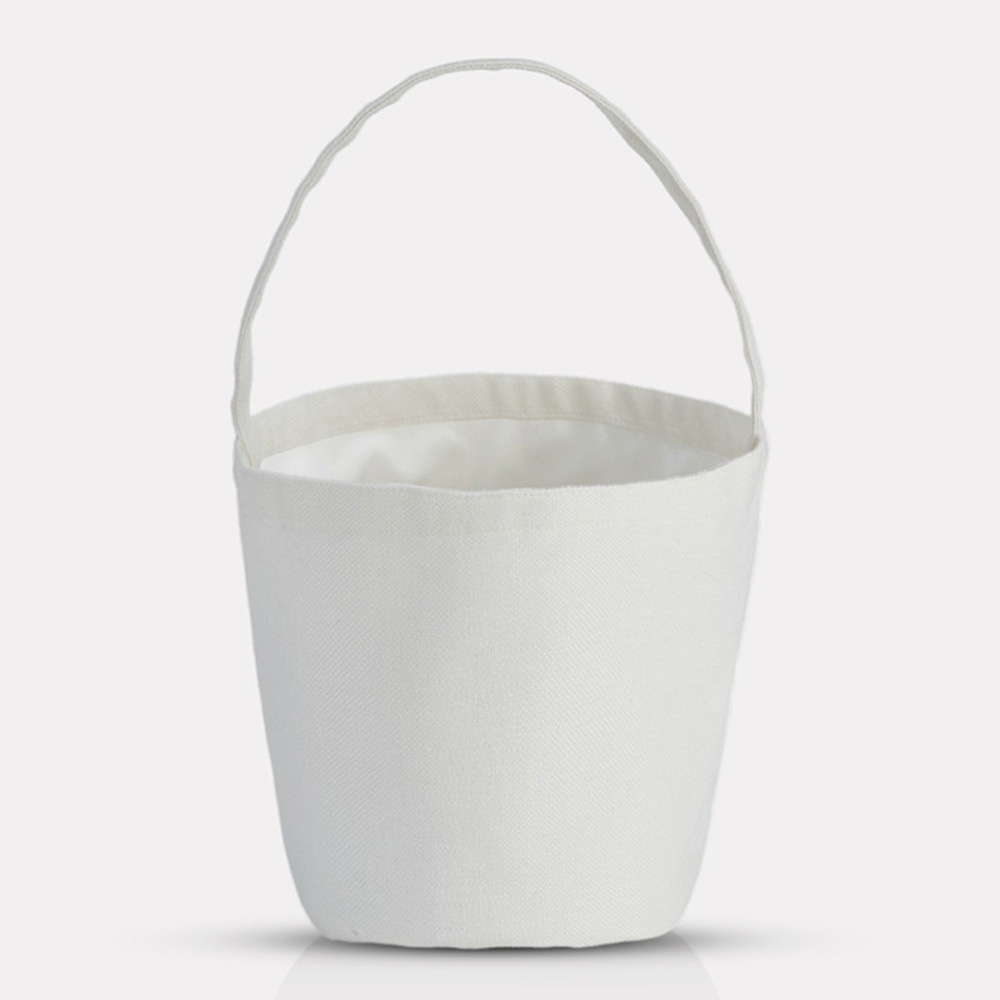 Blank Sublimation Pumpkin-Shaped Canvas Tote Bag - Customizable Heat-Transfer Halloween & Party Bucket Bag with Handle