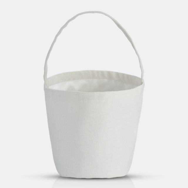Blank Sublimation Pumpkin-Shaped Canvas Tote Bag - Customizable Heat-Transfer Halloween & Party Bucket Bag with Handle