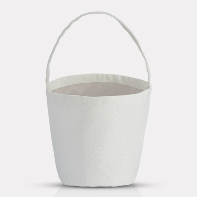 Blank Sublimation Pumpkin-Shaped Canvas Tote Bag - Customizable Heat-Transfer Halloween & Party Bucket Bag with Handle