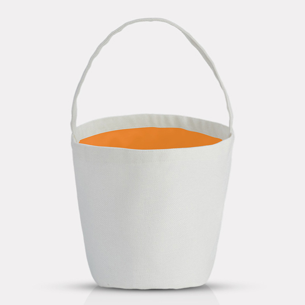Blank Sublimation Pumpkin-Shaped Canvas Tote Bag - Customizable Heat-Transfer Halloween & Party Bucket Bag with Handle