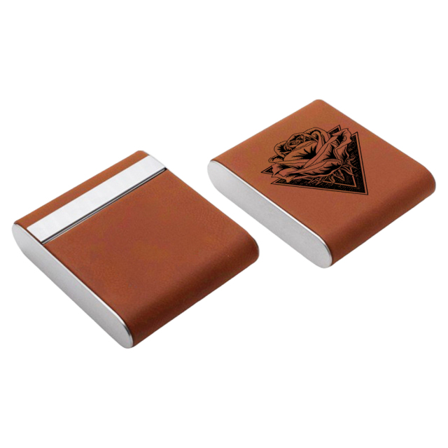 Custom Laser-Engraved PU Leather & Stainless Steel Series - Personalized Mirror with Case, Business Card Holder, Pop-Up Card Wallet, and Cigarette Case (Regular & Slim) & Multi-Size Bottle Opener