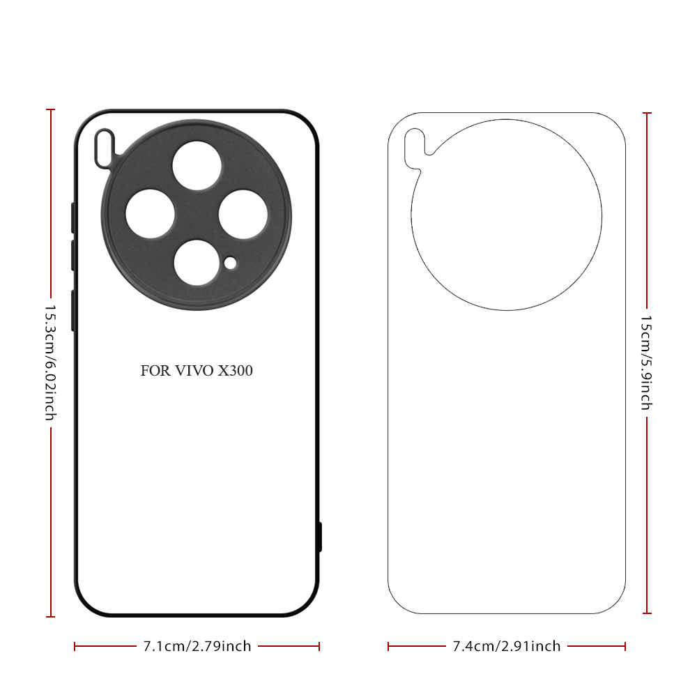 For Vivo X300, X300 Pro, DIY Logo Sublimation Blank 2D TPU Phone Case With Aluminum Insert