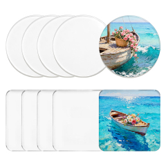 Blank Sublimation Acrylic Coasters - Round & Square Shapes | Customizable Heat-Transfer Drink Coasters for Home & Gifts