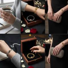 Custom Sublimation Stainless Steel Chain Bracelet Metal jewelry - Heart-Shaped Printable Panel, Gold/Silver Finishes | Unisex Adjustable Bracelet with Extender Chain