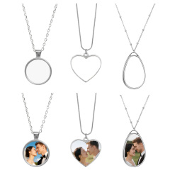 Elegant Blank Sublimation Metal Necklace - Multiple Pendant Shapes (Round/Heart/Teardrop) | Customizable Photo Necklace Jewelry for Personalized Gifts & Styling