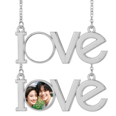Charming "LOVE" Sublimation Blank Metal Necklaces - Unique Shaped Pendants, Blank Printable Surfaces | Romantic & Stylish Custom Photo Jewelry