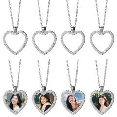 Sparkly Blank Sublimation Metal Necklaces (Diamond-Accent) - Custom Photo Pendants DIY Jewelry in Cute Shapes (Wing, Heart, Oval)