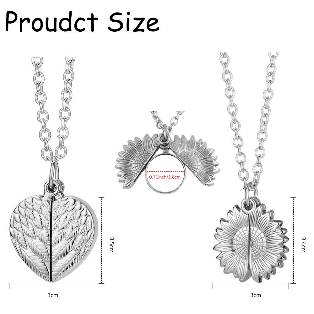 Cute DIY Openable Metal Photo Necklaces (Gold/Silver) - Blank Sublimation Pendants in Heart & Sunflower Shapes Custom Jewelry