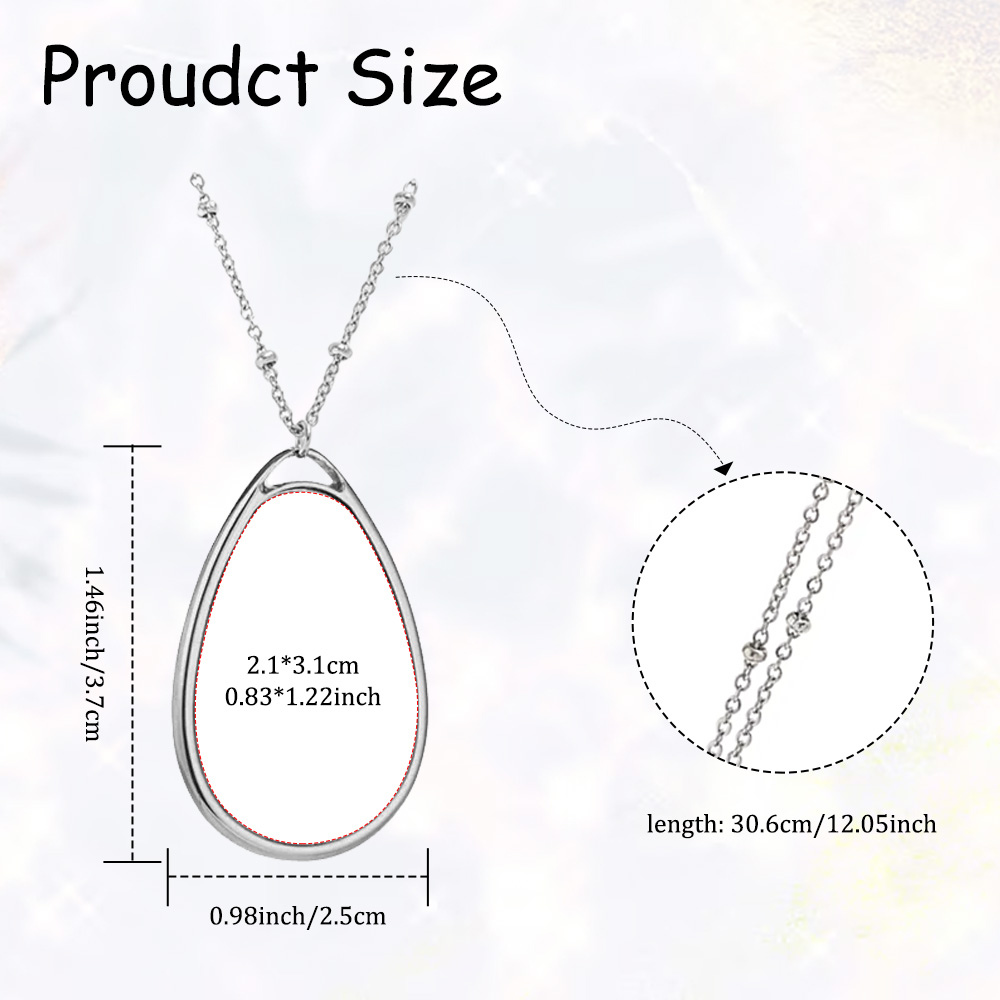 Elegant Blank Sublimation Metal Necklace - Multiple Pendant Shapes (Round/Heart/Teardrop) | Customizable Photo Necklace Jewelry for Personalized Gifts & Styling