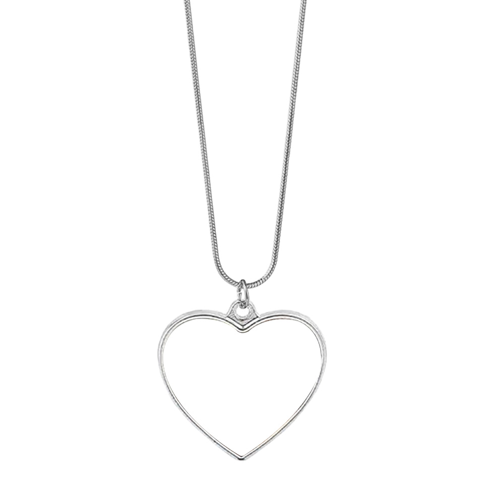 Elegant Blank Sublimation Metal Necklace - Multiple Pendant Shapes (Round/Heart/Teardrop) | Customizable Photo Necklace Jewelry for Personalized Gifts & Styling