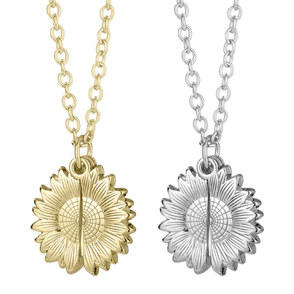 Cute DIY Openable Metal Photo Necklaces (Gold/Silver) - Blank Sublimation Pendants in Heart & Sunflower Shapes Custom Jewelry