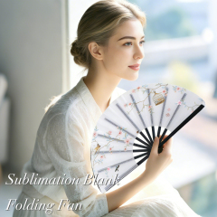 Double-Sided Sublimation Plastic & Polyester Folding Fans - Full-Color Custom Printing for Events & Promotions