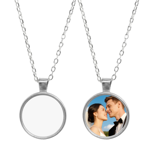 Elegant Blank Sublimation Metal Necklace - Multiple Pendant Shapes (Round/Heart/Teardrop) | Customizable Photo Necklace Jewelry for Personalized Gifts & Styling