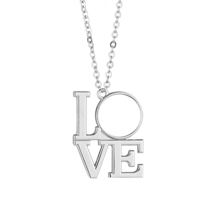 Charming "LOVE" Sublimation Blank Metal Necklaces - Unique Shaped Pendants, Blank Printable Surfaces | Romantic & Stylish Custom Photo Jewelry