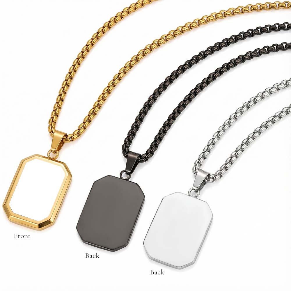 DIY Sublimation Stainless Steel Custom Heat Transfer Necklace - Single-Side Printable Jewelry, 3 Colors (Gold/Silver/Black) | Custom Photo Necklace for Personalized Gifts