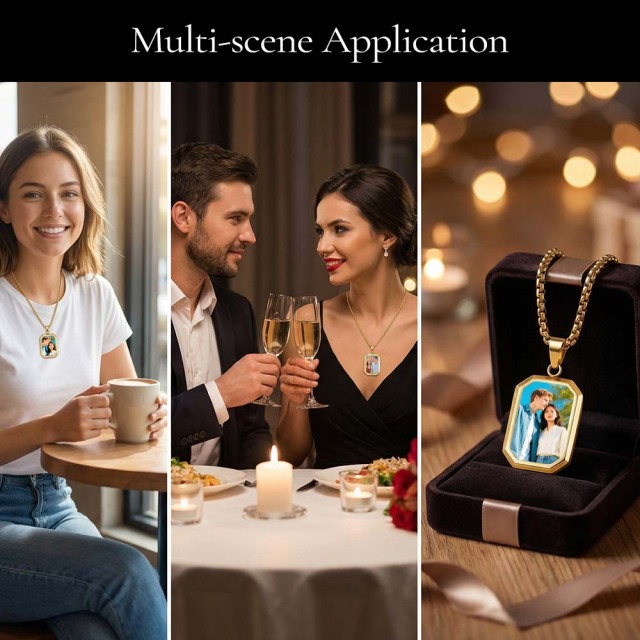 DIY Sublimation Stainless Steel Custom Heat Transfer Necklace - Single-Side Printable Jewelry, 3 Colors (Gold/Silver/Black) | Custom Photo Necklace for Personalized Gifts