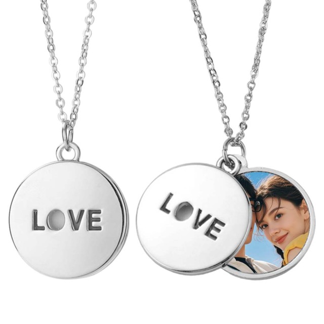 Charming "LOVE" Sublimation Blank Metal Necklaces - Unique Shaped Pendants, Blank Printable Surfaces | Romantic & Stylish Custom Photo Jewelry