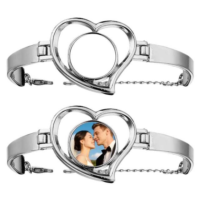 Enchanting Blank Sublimation DIY Metal Bracelet & Bangle Collection - Customizable Photo Jewelry with Unique Shapes (Heart, Wing, Circular)