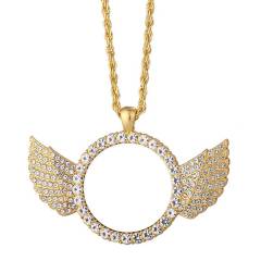 Sparkly Blank Sublimation Metal Necklaces (Diamond-Accent) - Custom Photo Pendants DIY Jewelry in Cute Shapes (Wing, Heart, Oval)