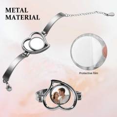 Enchanting Blank Sublimation DIY Metal Bracelet & Bangle Collection - Customizable Photo Jewelry with Unique Shapes (Heart, Wing, Circular)