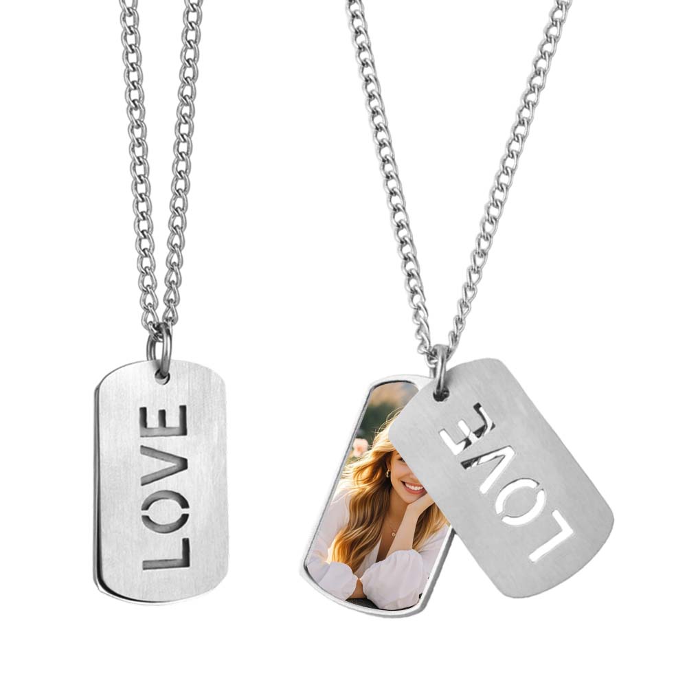 Charming "LOVE" Sublimation Blank Metal Necklaces - Unique Shaped Pendants, Blank Printable Surfaces | Romantic & Stylish Custom Photo Jewelry