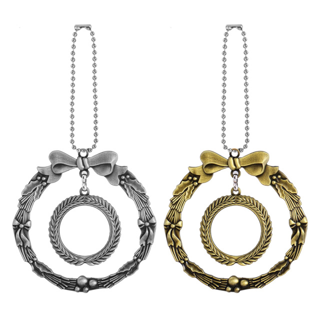 Cute Blank Sublimation Metal Car Charms - Custom Photo Decor in Wing, Birdcage & Wreath Styles (Gold/Silver) Metal Decoration