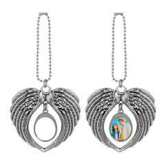 Cute Blank Sublimation Metal Car Charms - Custom Photo Decor in Wing, Birdcage & Wreath Styles (Gold/Silver) Metal Decoration