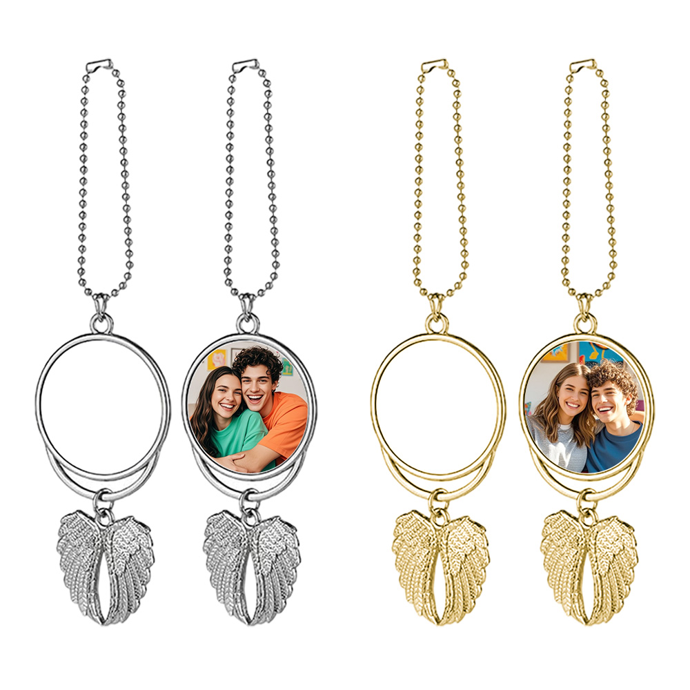 Cute Blank Sublimation Metal Car Charms - Custom Photo Decor in Wing, Birdcage & Wreath Styles (Gold/Silver) Metal Decoration