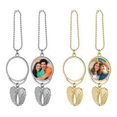 Cute Blank Sublimation Metal Car Charms - Custom Photo Decor in Wing, Birdcage & Wreath Styles (Gold/Silver) Metal Decoration