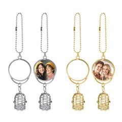 Cute Blank Sublimation Metal Car Charms - Custom Photo Decor in Wing, Birdcage & Wreath Styles (Gold/Silver) Metal Decoration