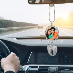 Cute Blank Sublimation Metal Car Charms - Custom Photo Decor in Wing, Birdcage & Wreath Styles (Gold/Silver) Metal Decoration