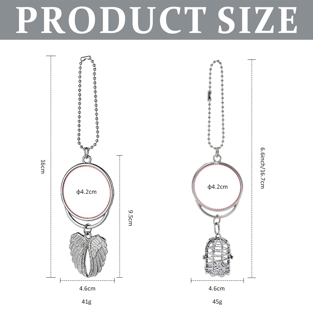 Cute Blank Sublimation Metal Car Charms - Custom Photo Decor in Wing, Birdcage & Wreath Styles (Gold/Silver) Metal Decoration