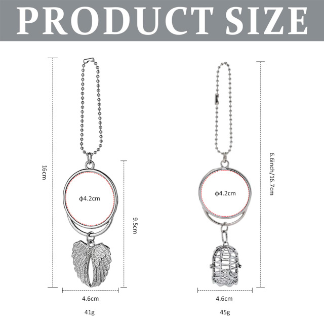 Cute Blank Sublimation Metal Car Charms - Custom Photo Decor in Wing, Birdcage & Wreath Styles (Gold/Silver) Metal Decoration