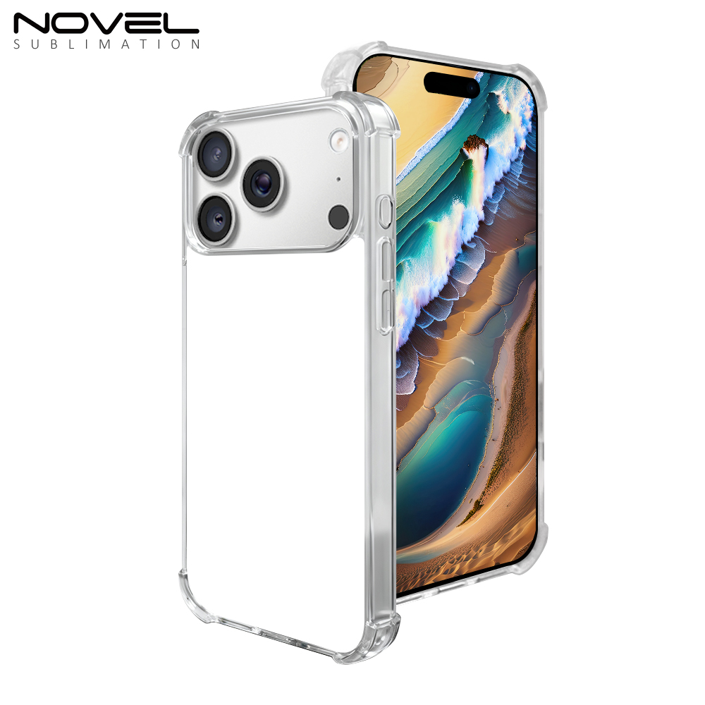 Transperant! For iPhone 17 Series Four Corner Anti-drop 2D TPU Phone Case Phone Cover With Metal Insert For Sublimation Printing