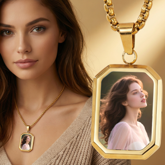 DIY Sublimation Stainless Steel Custom Heat Transfer Necklace - Single-Side Printable Jewelry, 3 Colors (Gold/Silver/Black) | Custom Photo Necklace for Personalized Gifts