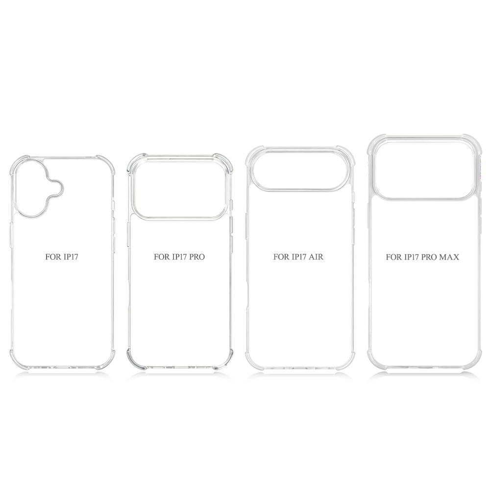 Transperant! For iPhone 17 Series Four Corner Anti-drop 2D TPU Phone Case Phone Cover With Metal Insert For Sublimation Printing