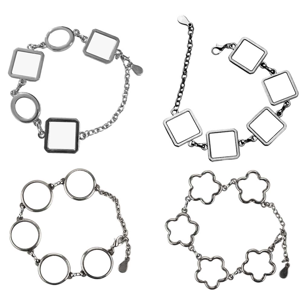 Fun Blank Sublimation Bracelets (Multiple Styles) - Custom Photo Jewelry in Square, Circle & Flower Shapes