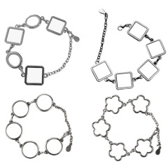 Fun Blank Sublimation Bracelets (Multiple Styles) - Custom Photo Jewelry in Square, Circle & Flower Shapes