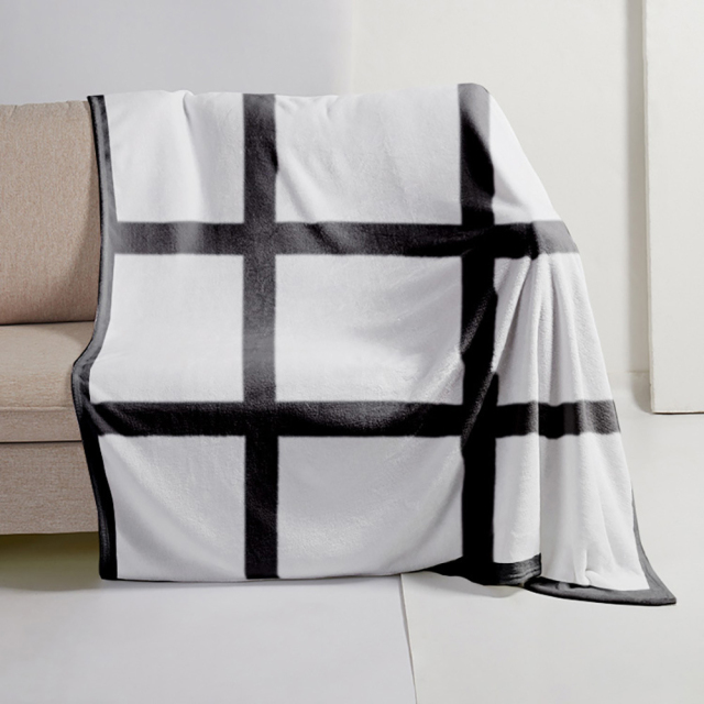 Cozy Sublimation 300g Flannel Blanket - Blank Sublimation 9-Grid Design for Custom Photo Collages