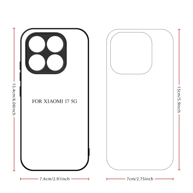 For Xiaomi 17 Pro Max DIY Printable Sublimation Phone Case 2D TPU Phone Shell With Aluminum Sheet for Xiaomi MI Series